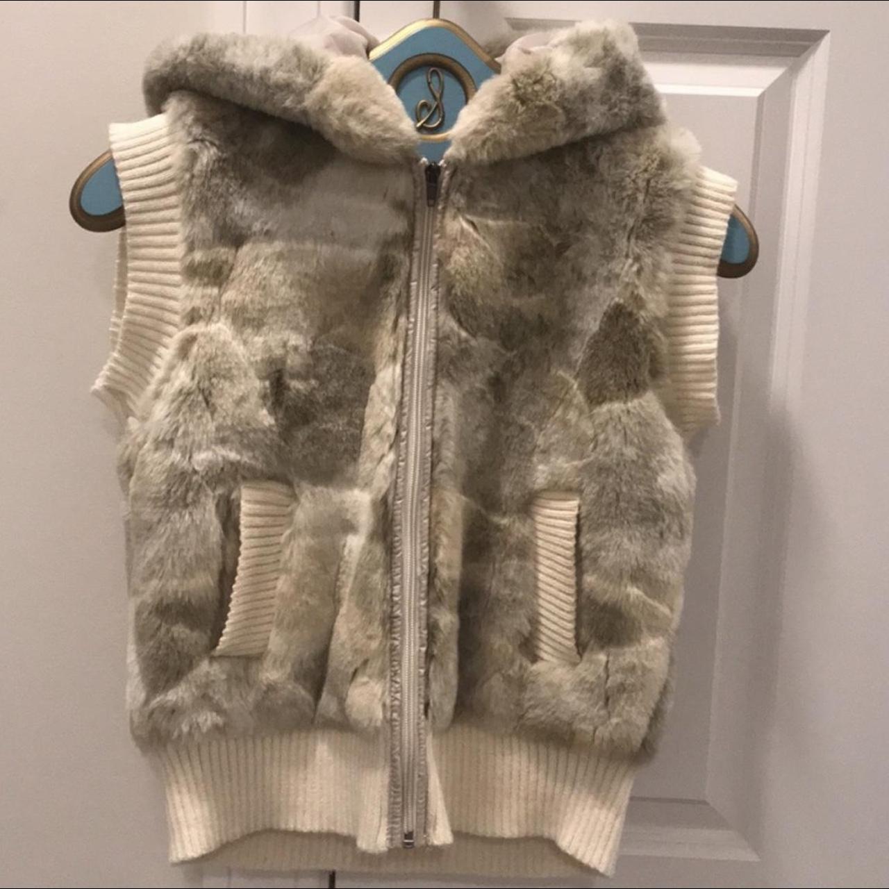 Hooded faux fur vest. Worn once. Purchased from... - Depop