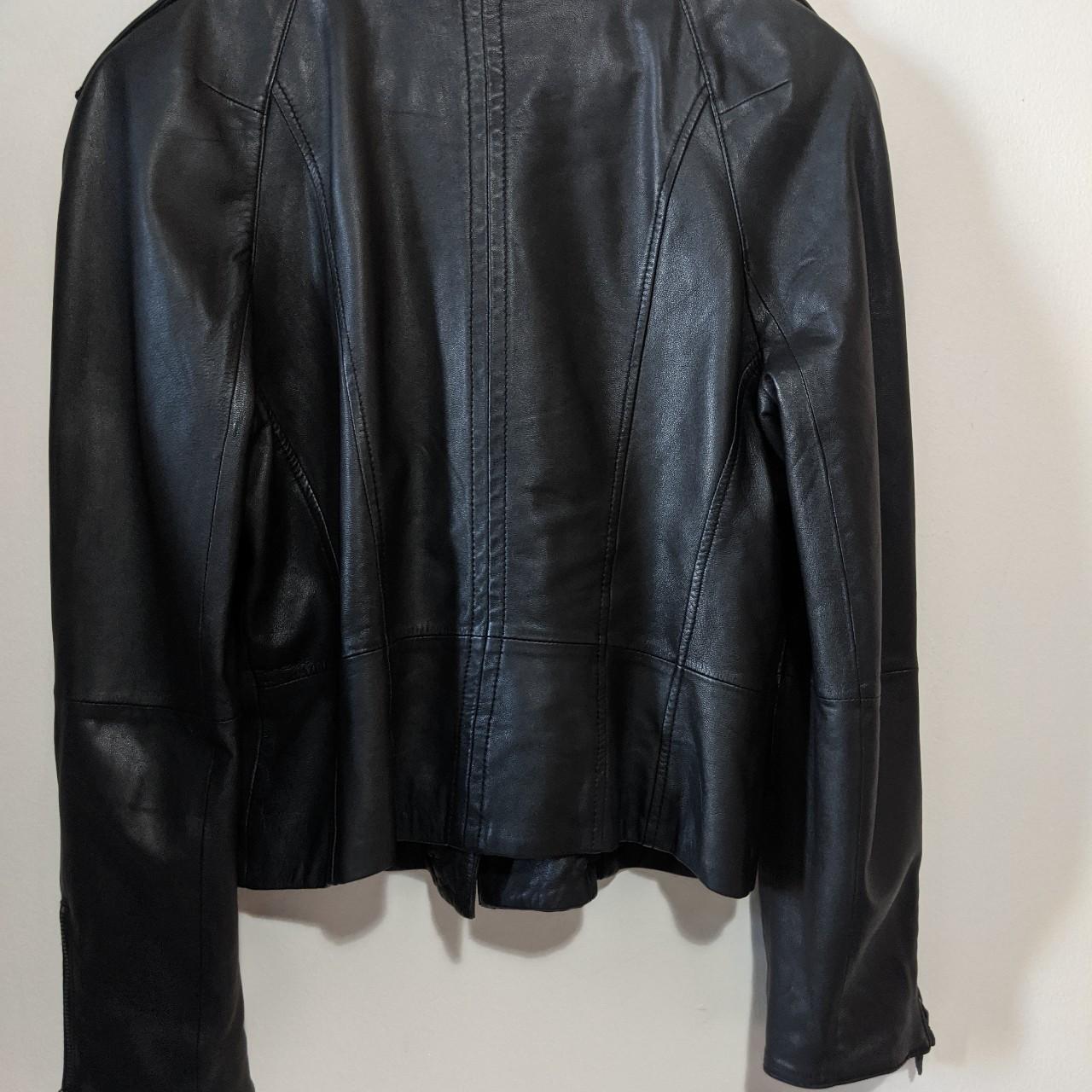 Zara 100% leather jacket in size L. The 3rd button... - Depop
