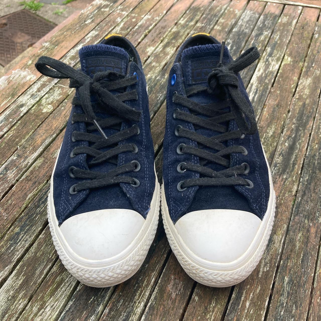 Converse cons skate shoes Size 8.5 Suede Navy Worn... - Depop