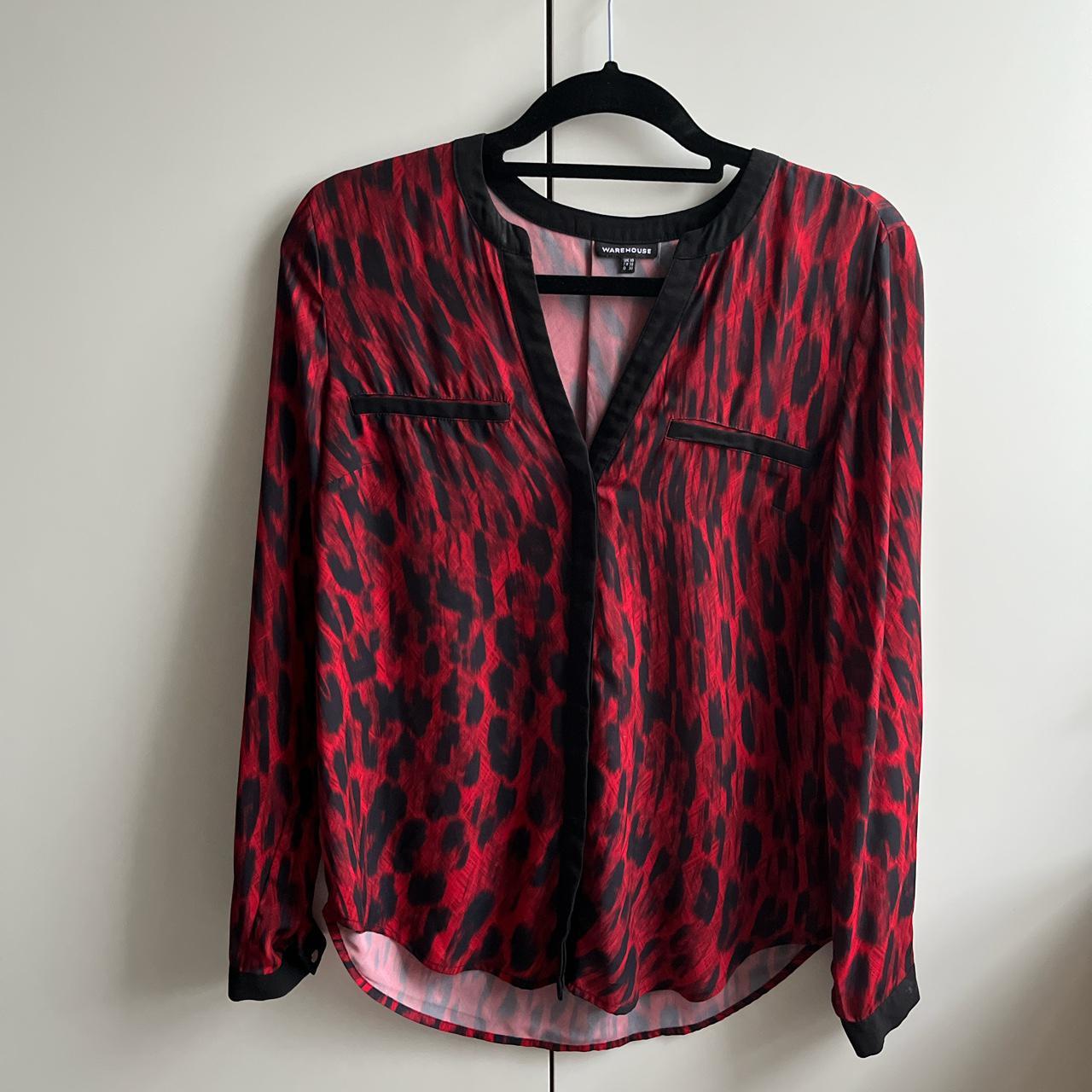 Warehouse red on sale leopard print blouse