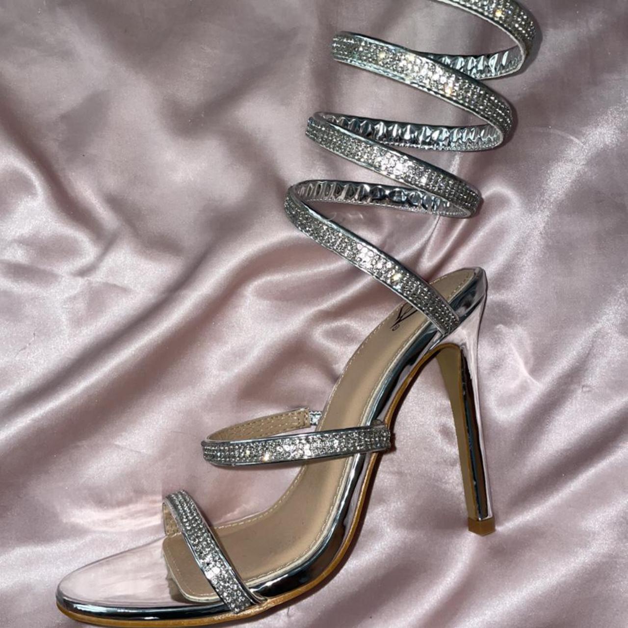 Cute silver sale high heels