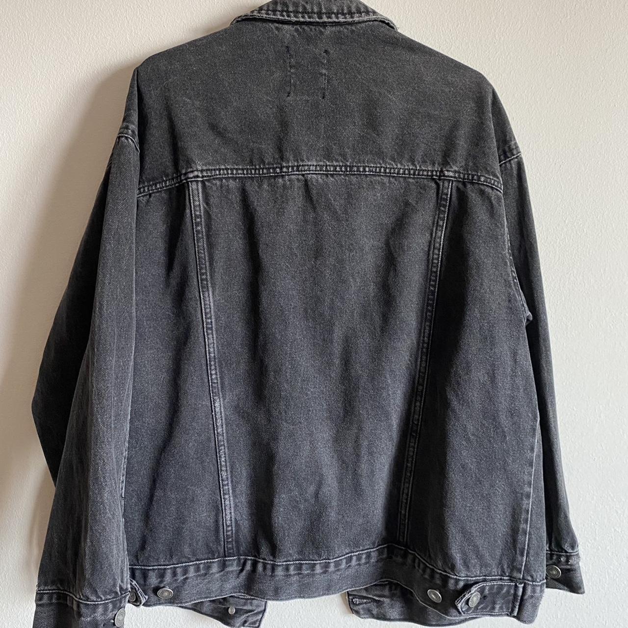 Oversized denim jacket, size L, color charcoal black🌸 - Depop