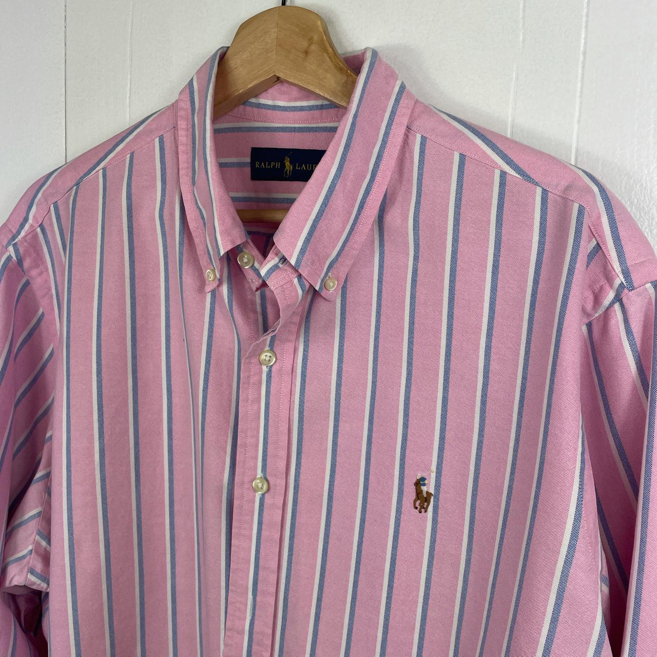 Ralph Lauren formal shirt in pink, white and blue... - Depop