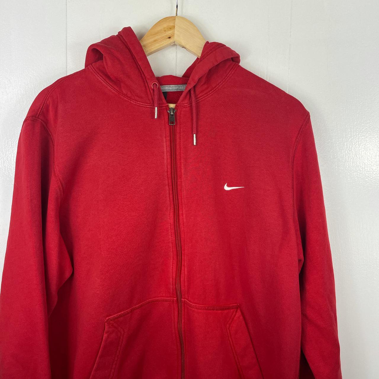 Nike vintage full zip hoodie in red with white... - Depop