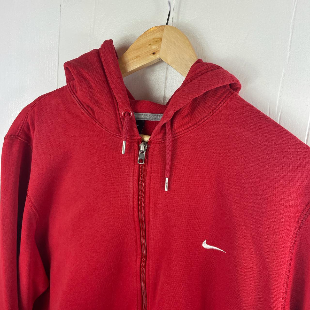 Nike vintage full zip hoodie in red with white... - Depop