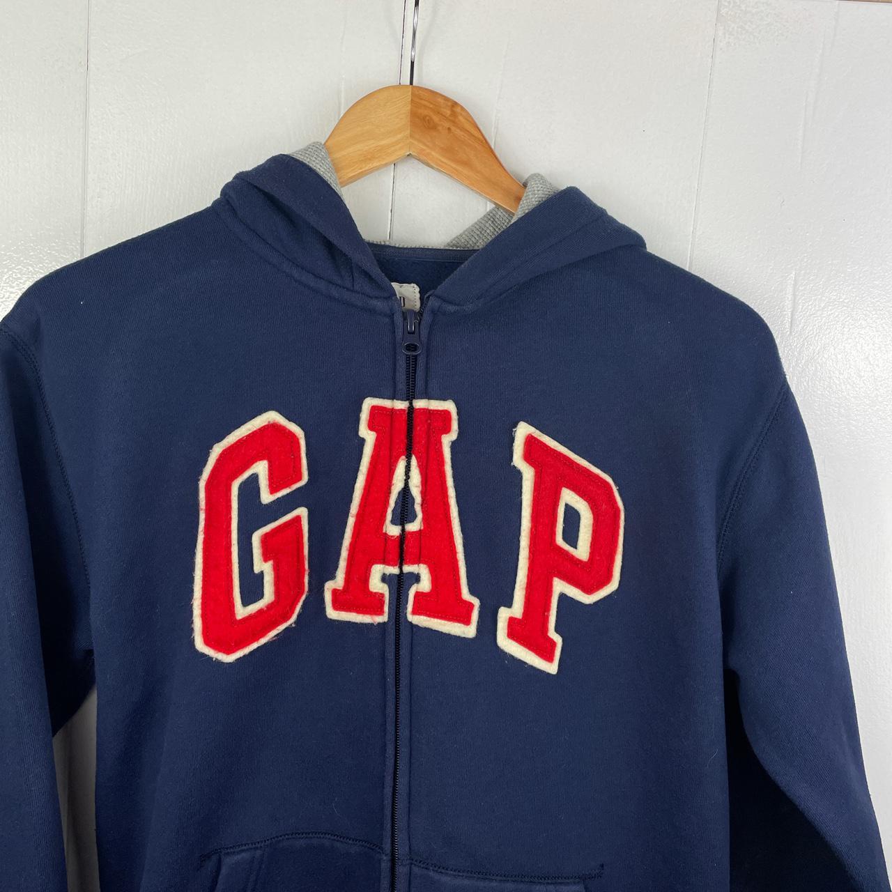 GAP Vintage spellout full zip hoodie in navy, with... - Depop