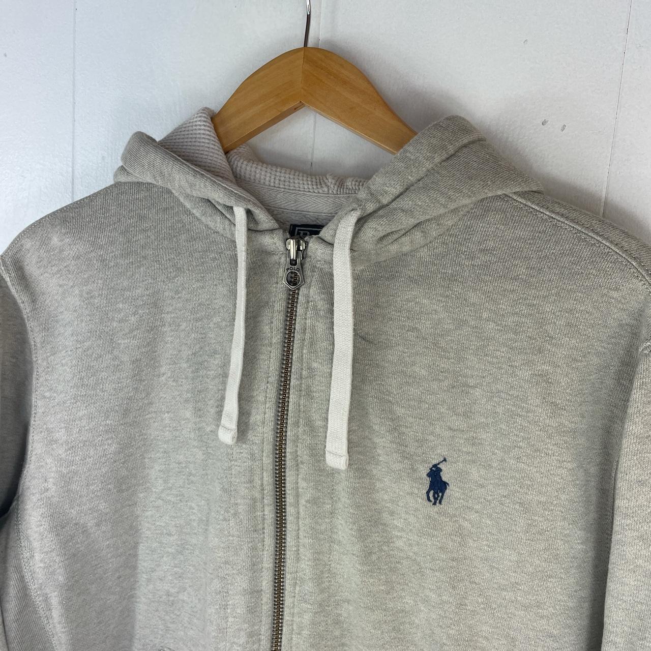 Polo Ralph Lauren zip hoodie in light grey, with... - Depop