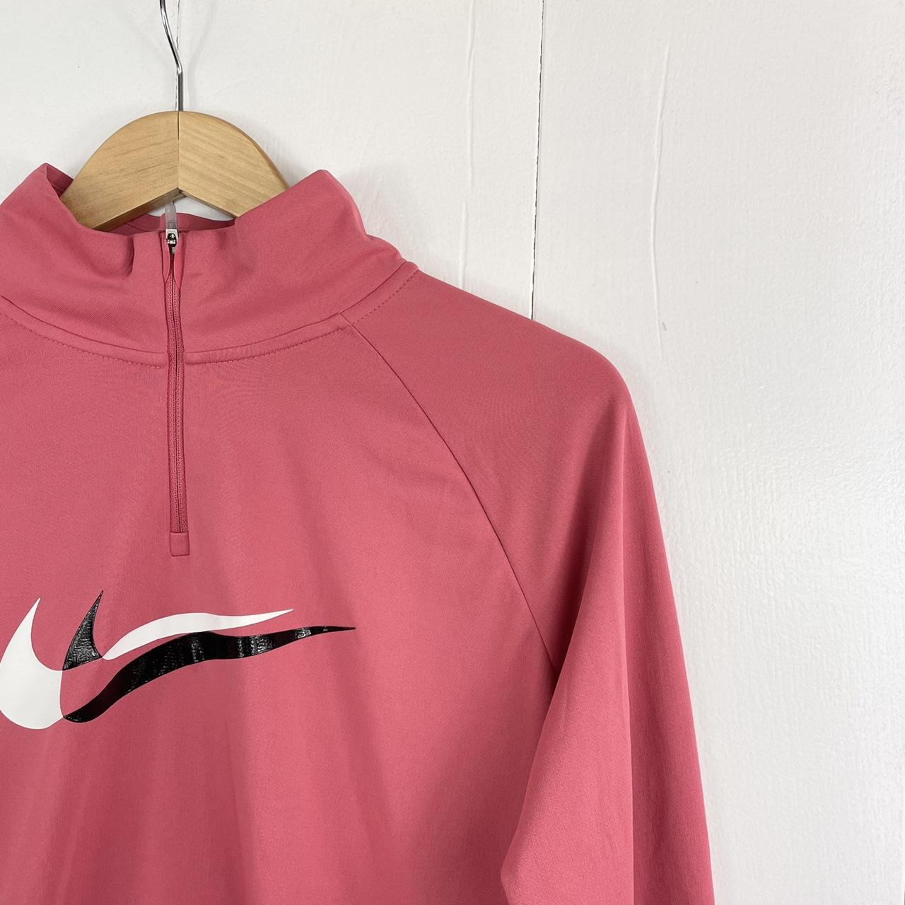 Nike Dri fit pink quarter zip jumper/top with double... - Depop