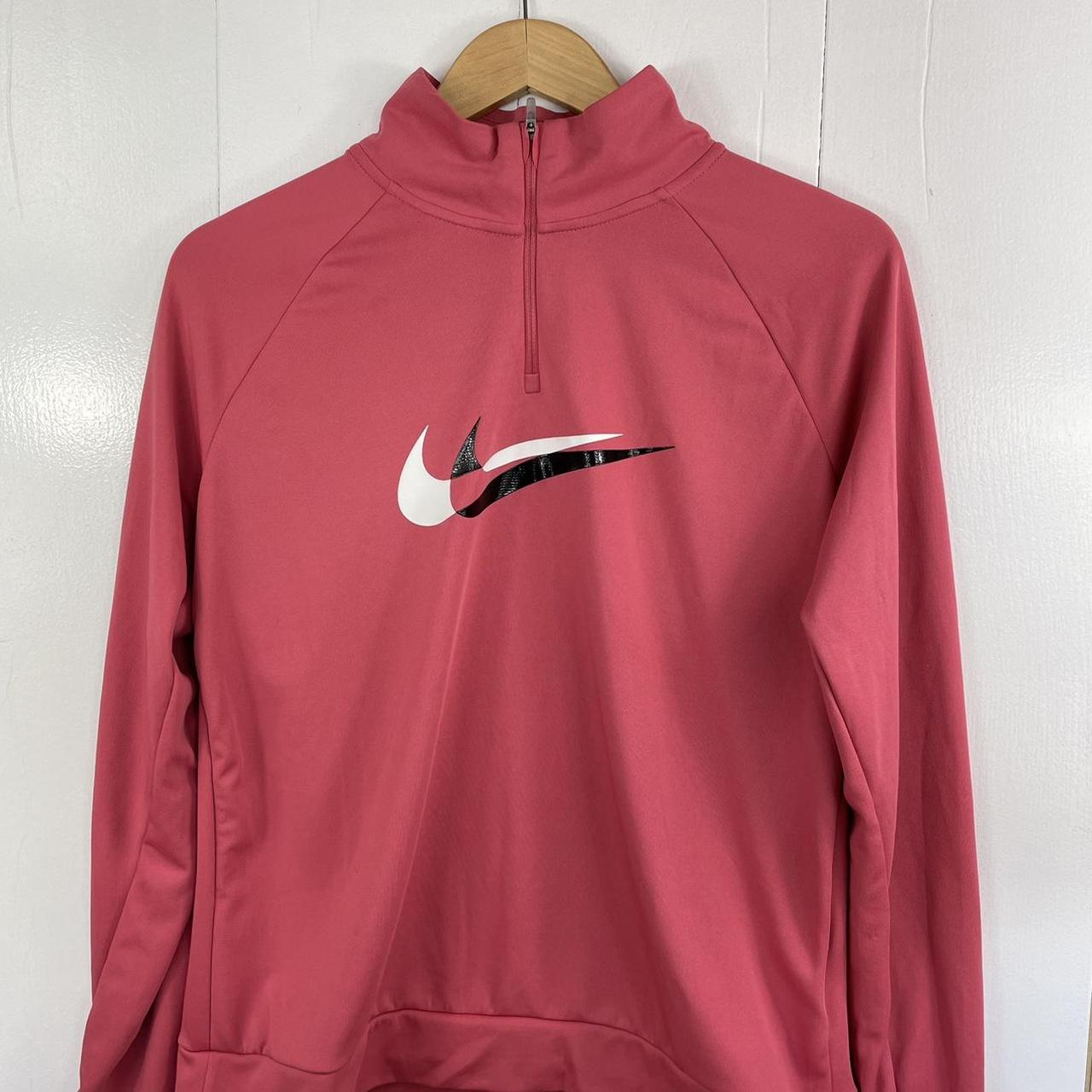 Nike Dri fit pink quarter zip jumper/top with double... - Depop