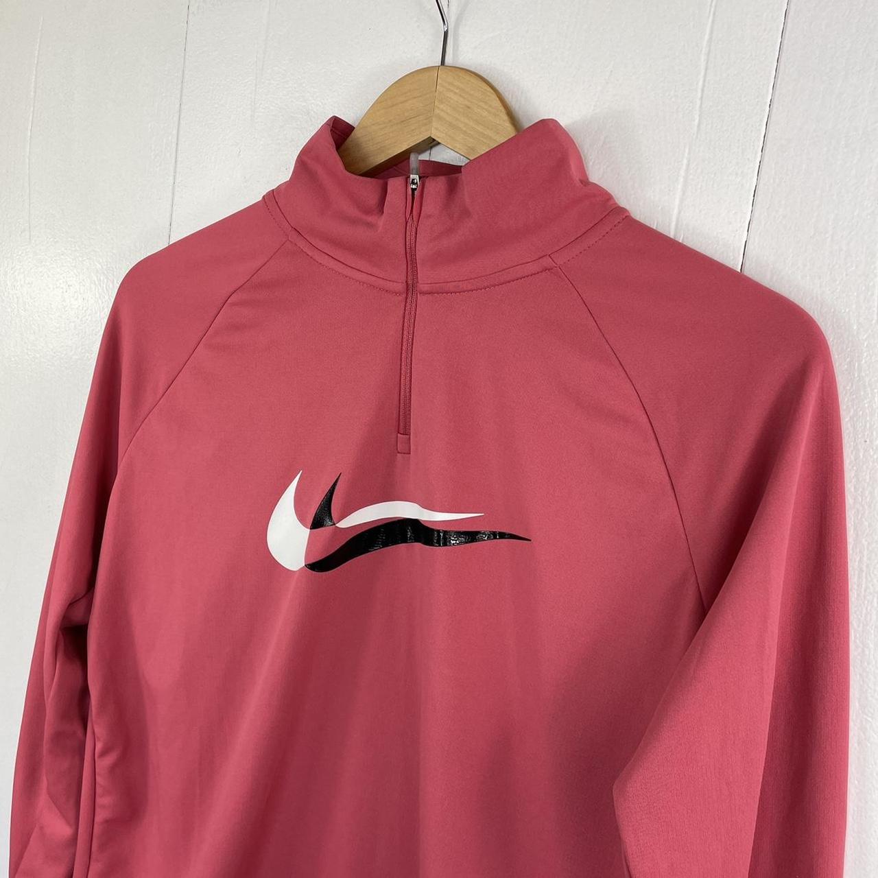 Nike Dri fit pink quarter zip jumper/top with double... - Depop