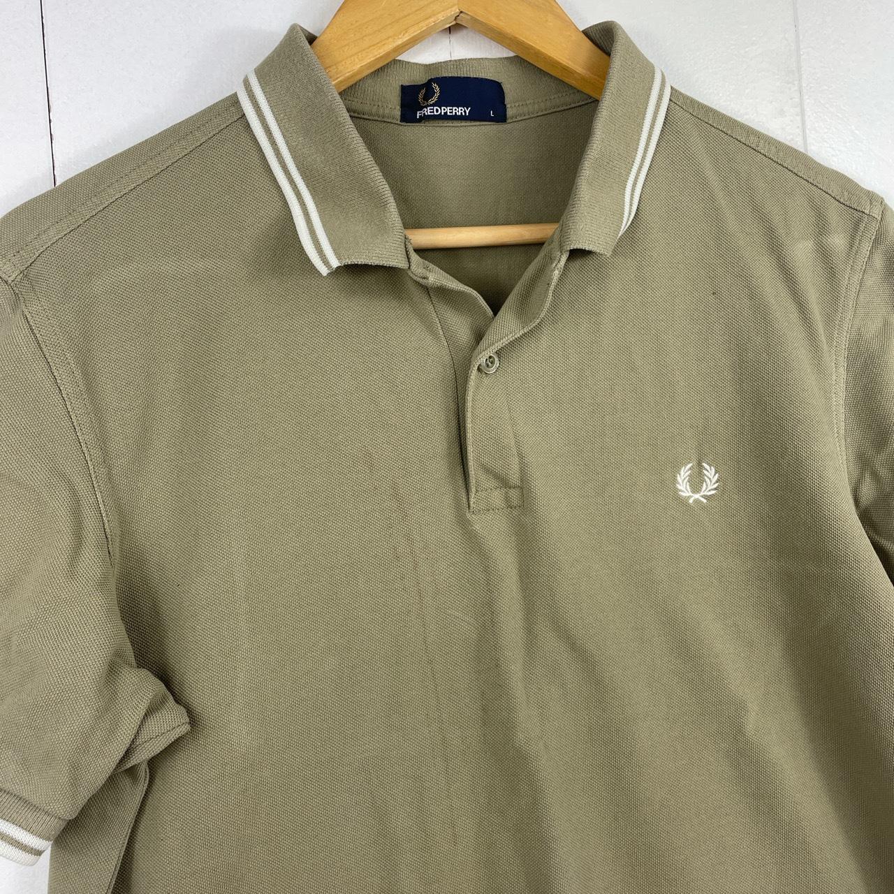 Fred Perry polo shirt in khaki, with classic... - Depop
