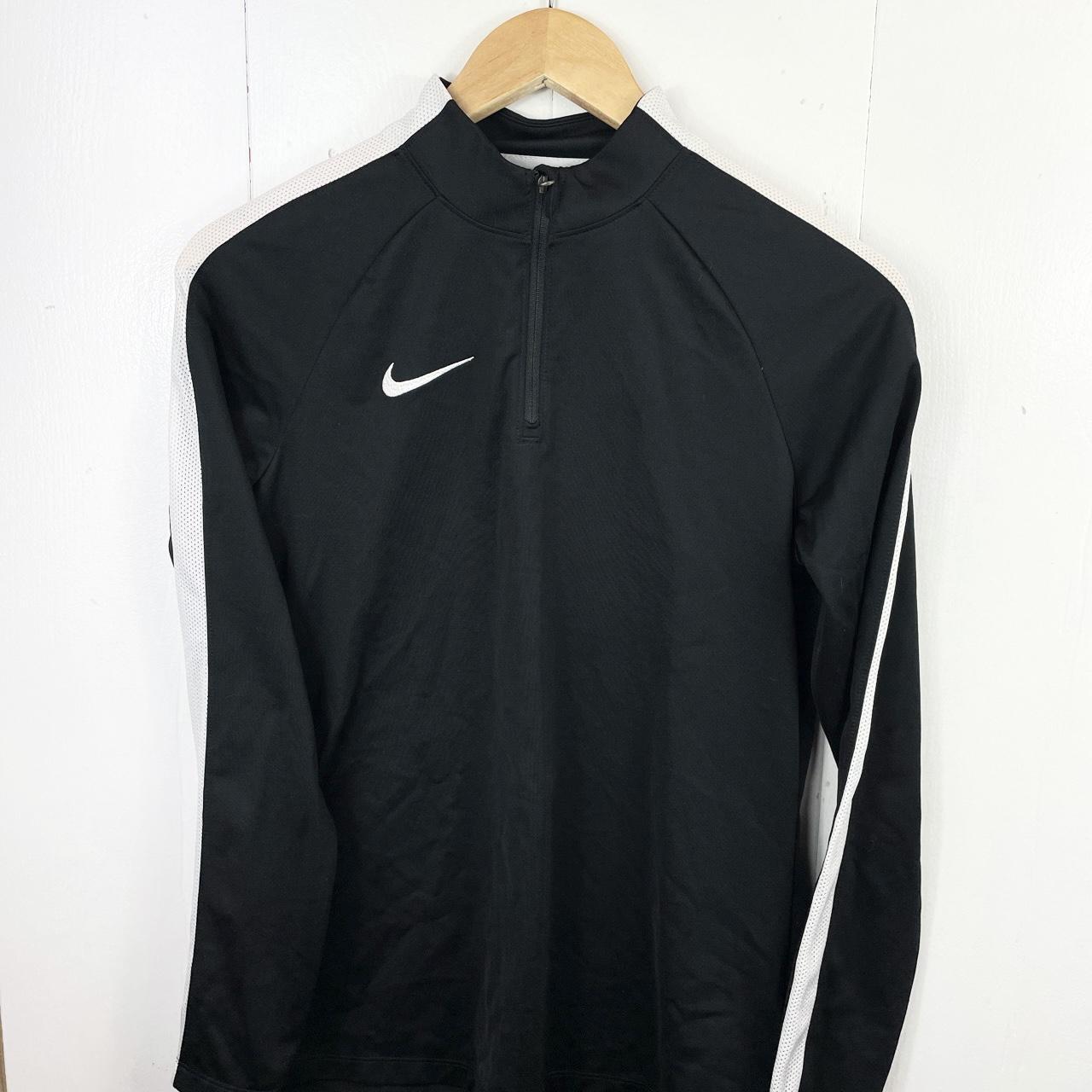 Nike Dri fit quarter zip jumper in black, with white... - Depop