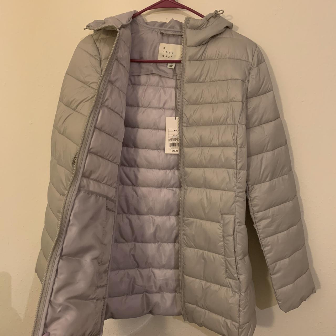 light gray puffer coat xs but fits like s puffers... Depop