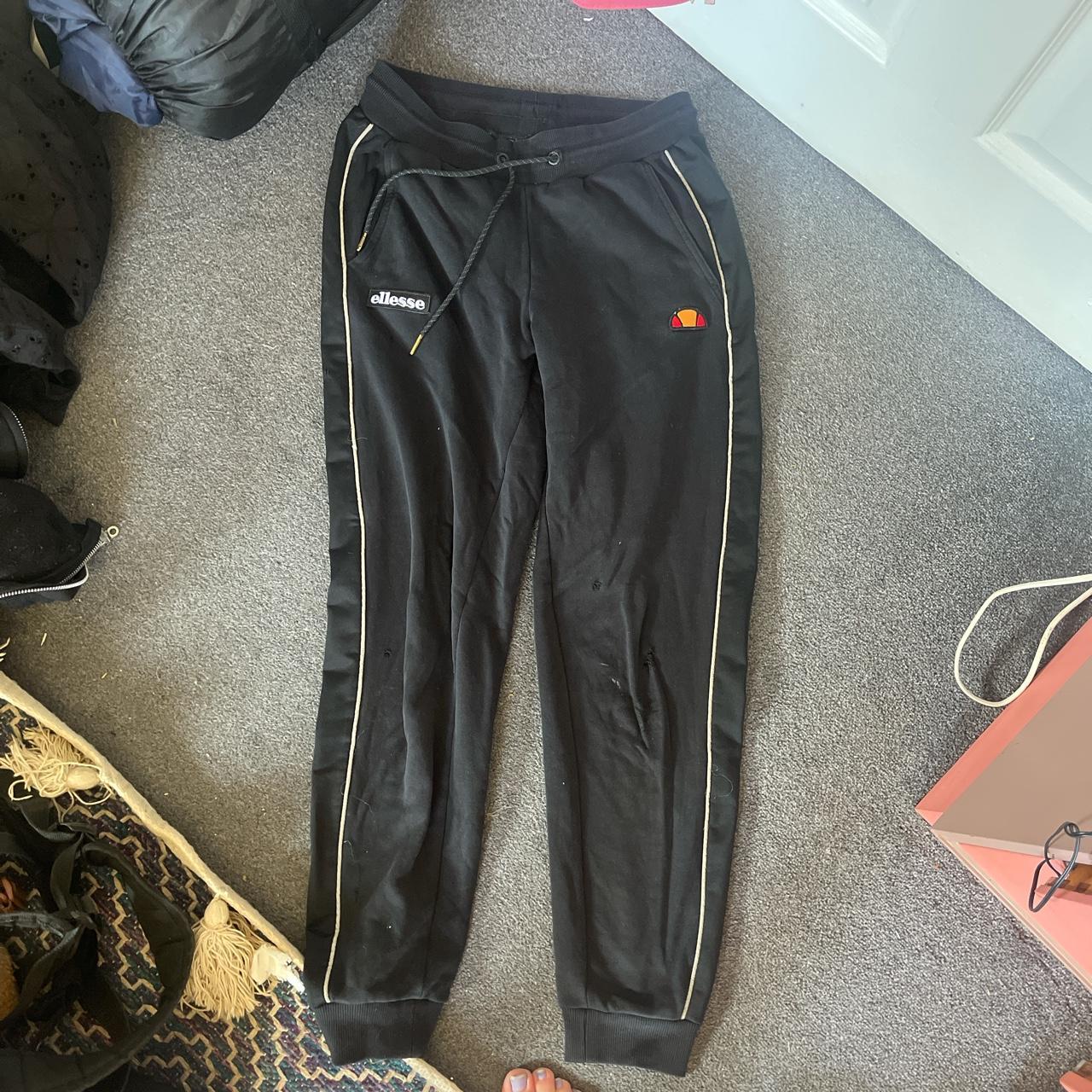 Black Ellesse Trackies With Reflective Strip Signs Depop 4535