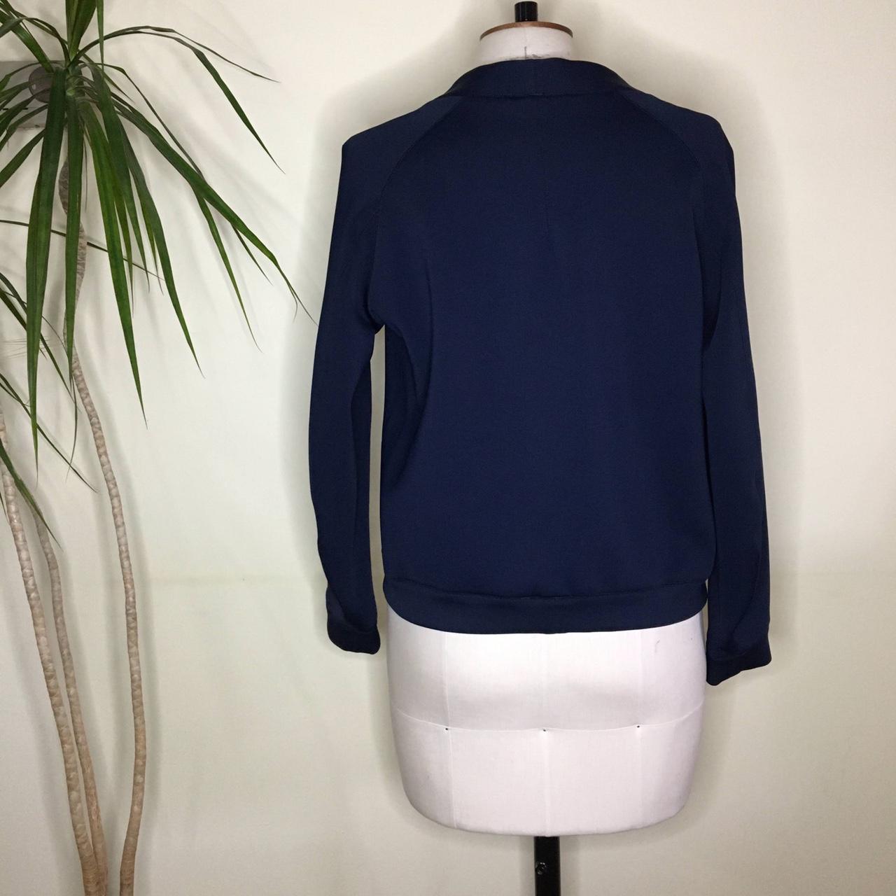 Easy Navy Neoprene Sweater Raglan sleeve detail... - Depop