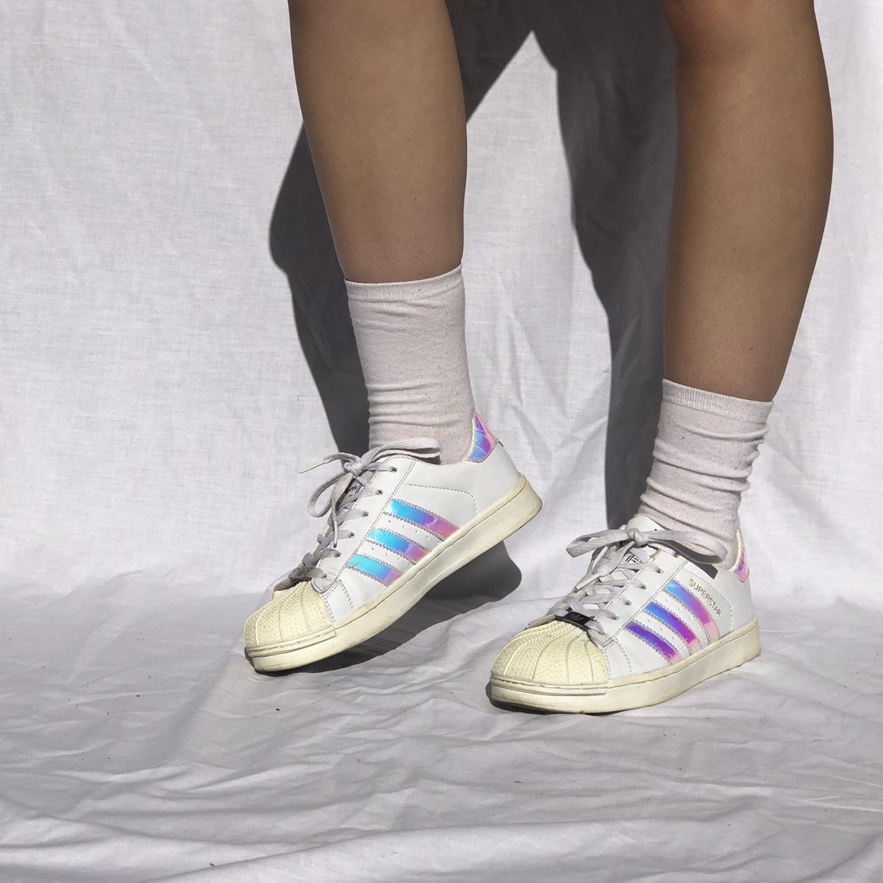 Iridescent adidas outlet trainers