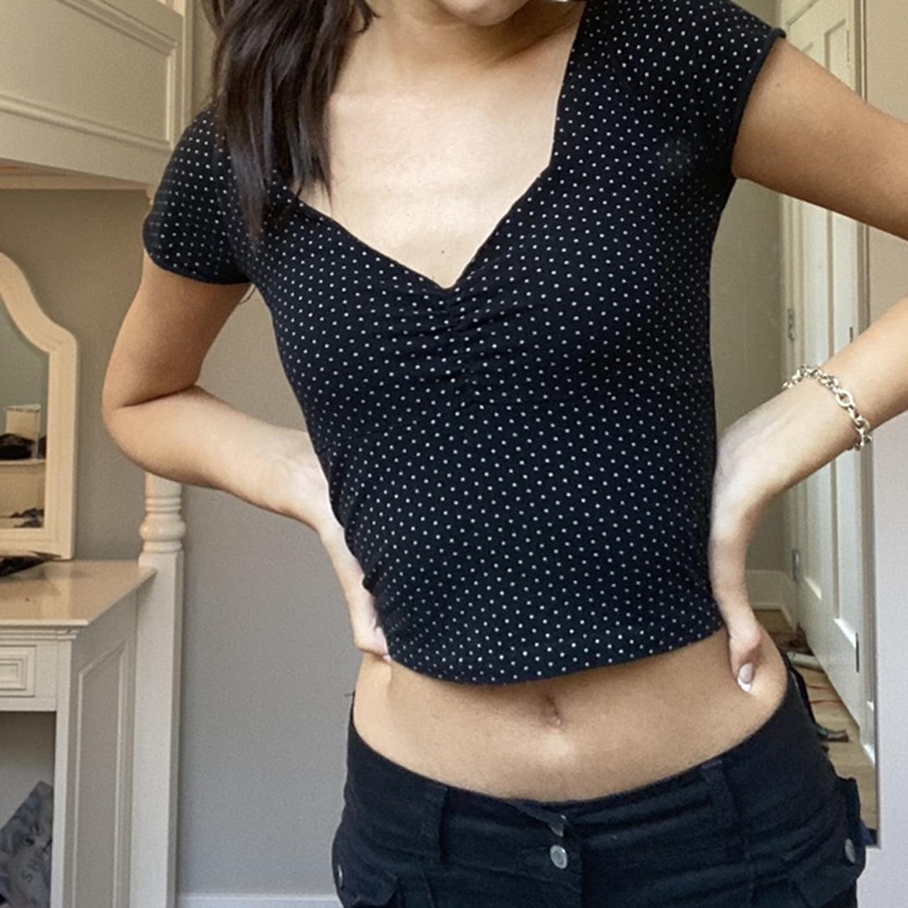 rare brandy melville gina top in black with white