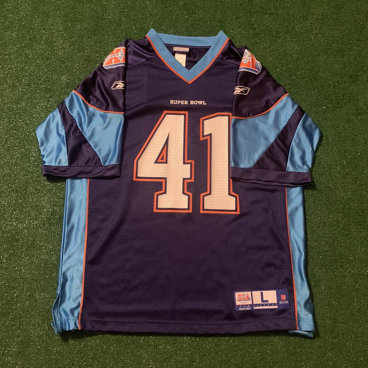 Reebok NE Patriots Blue Mens 4XL Jersey Stitched in - Depop