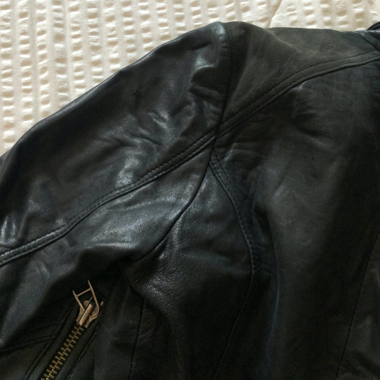 Topshop real leather jacket with suede shoulders.... - Depop