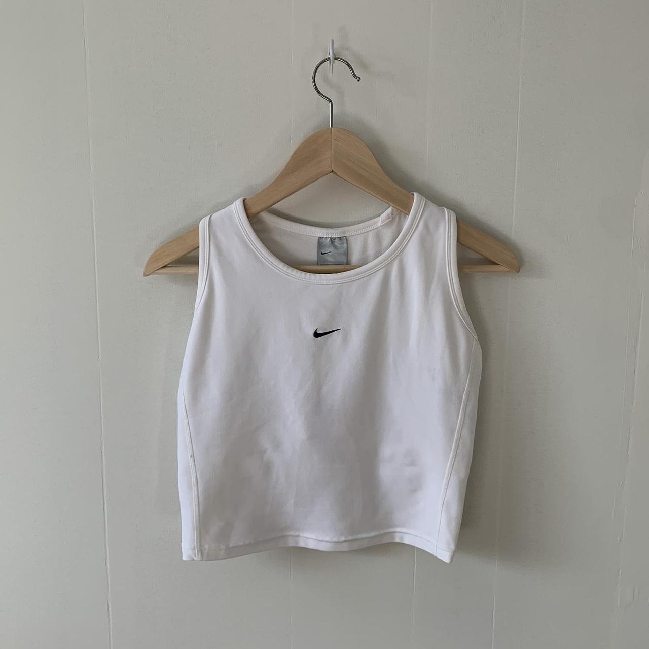 white nike crop tank top