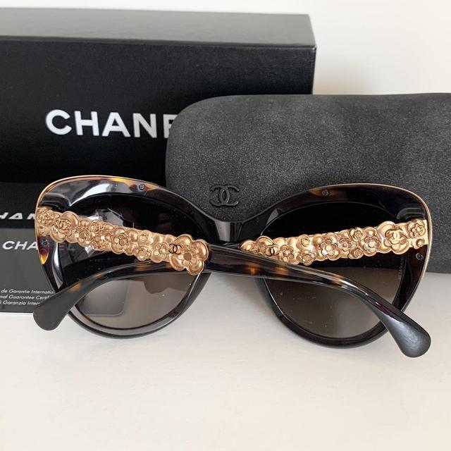 Chanel Blue Sunglasses Cat-eye shaped Used a couple - Depop