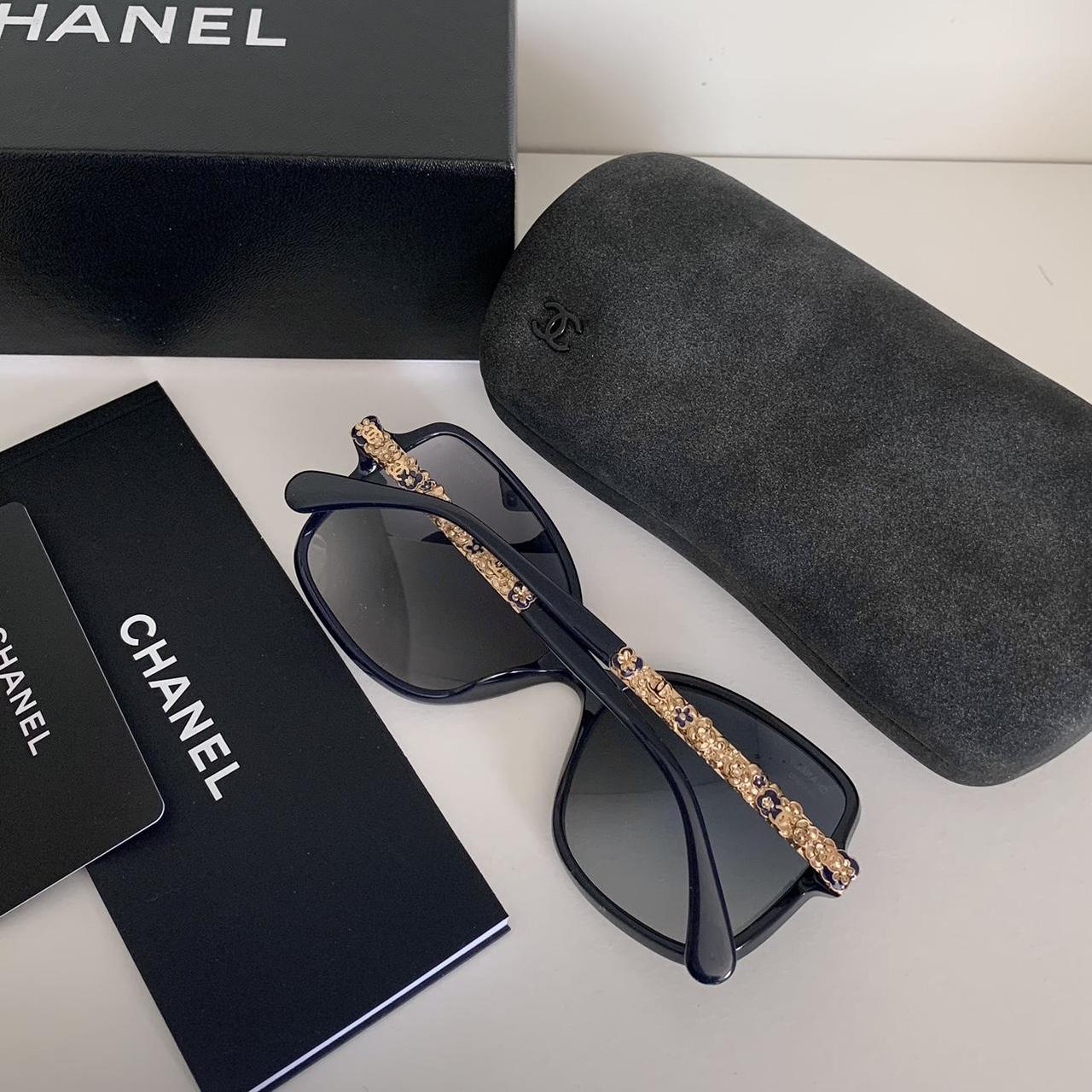 Chanel special polarized sunglasses. Dark navy - Depop