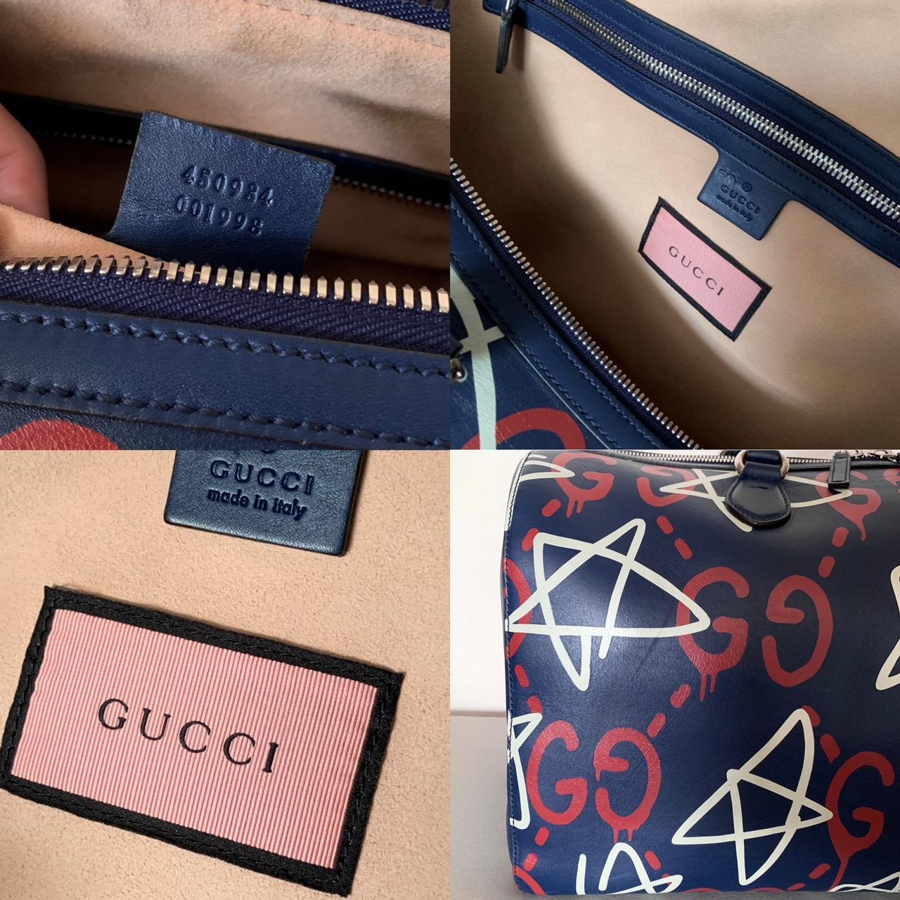 Gucci ghost travel duffel bag. Navy leather with - Depop