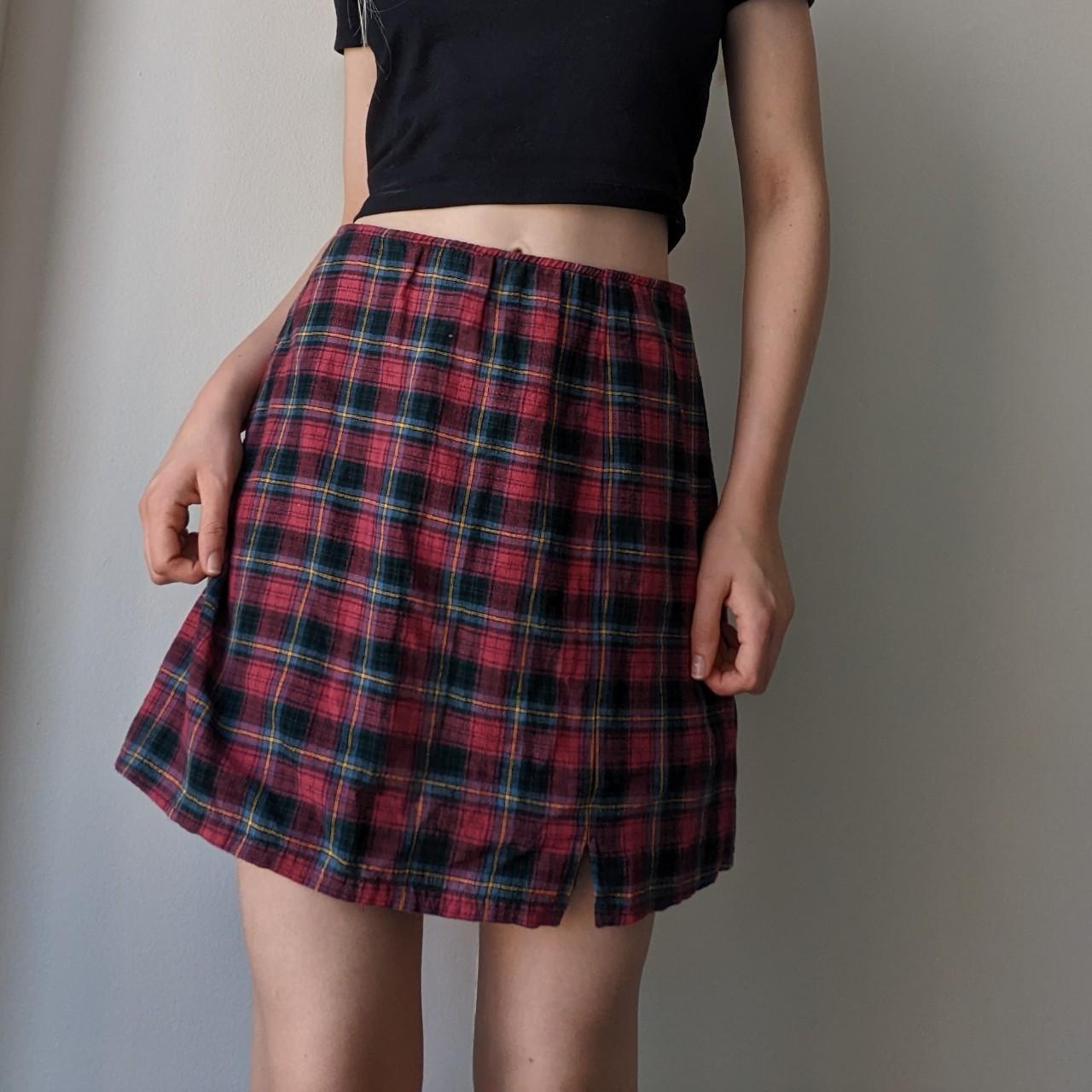 american eagle red plaid mini skirt • size Depop