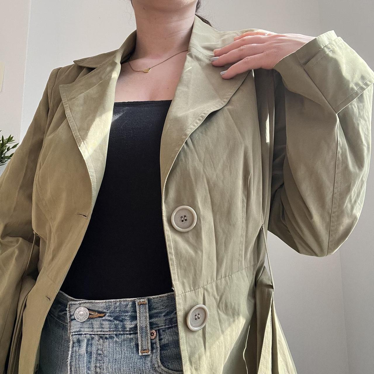 vintage green coat! ties at the waist. brand is... - Depop