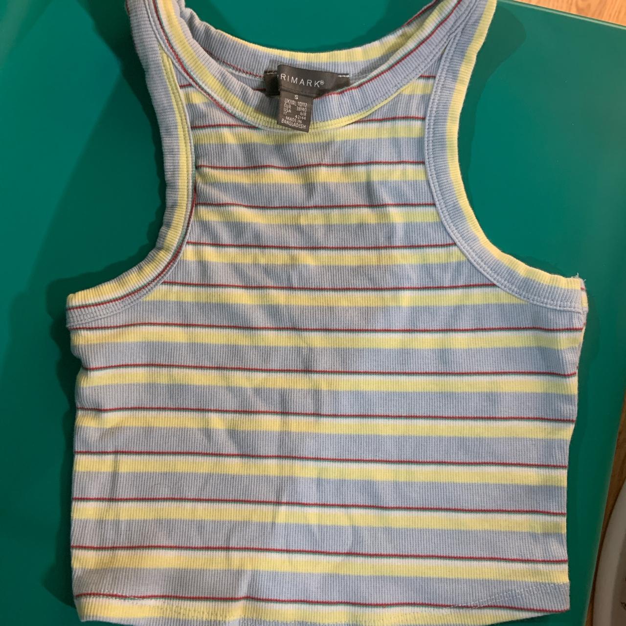 Primark tank top crop top stripped size small never... - Depop