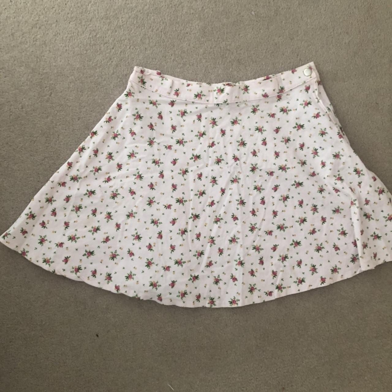 American Apparel pink floral skirt. Super cute and... - Depop