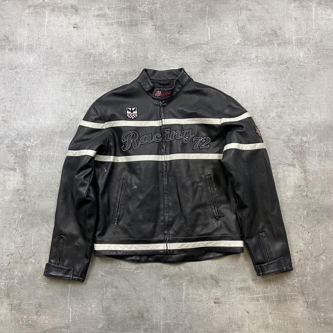 Vintage 90’s motorcycle leather jacket 🌊 biker... - Depop