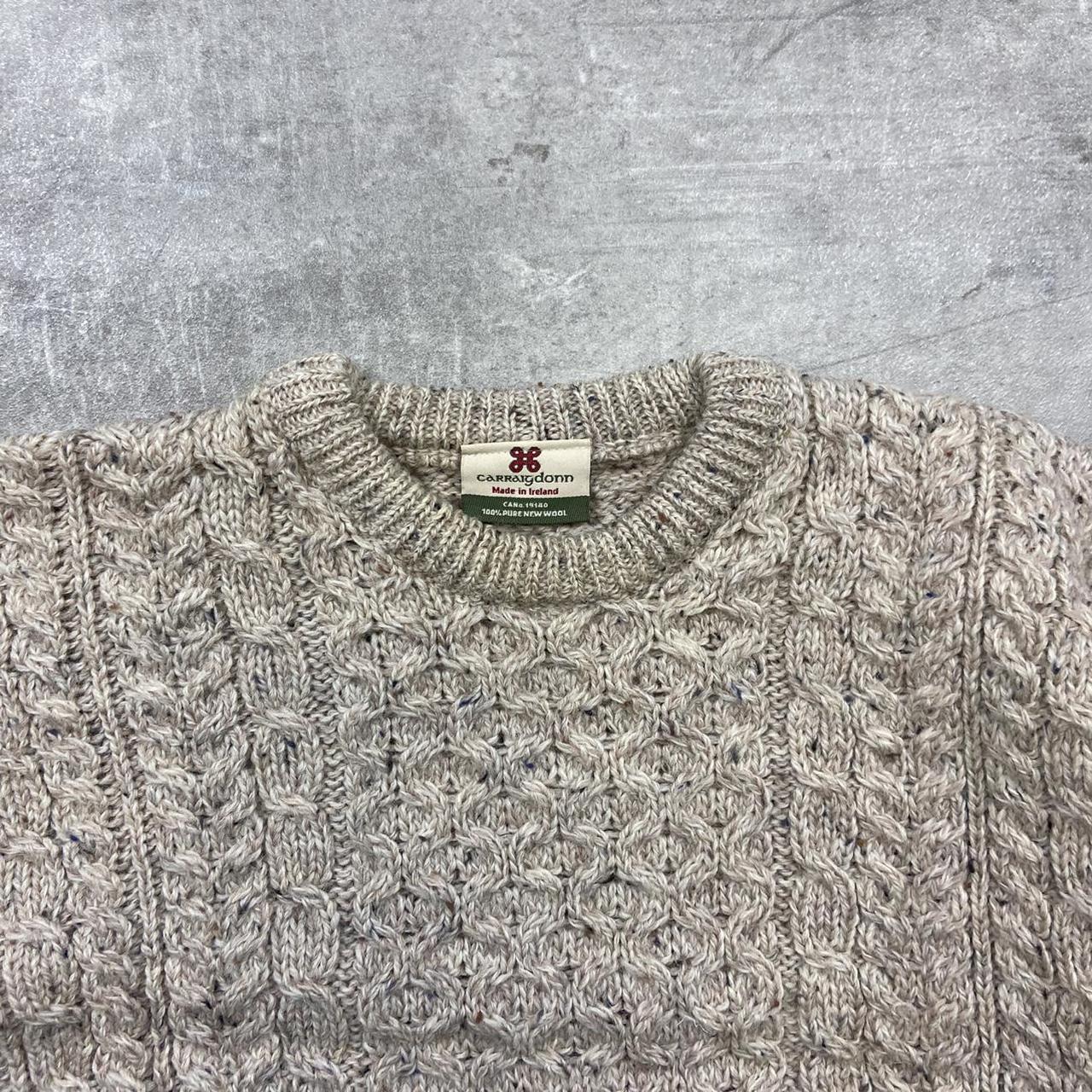 Vintage Irish cable knit jumper in beige and cream 🌊... - Depop