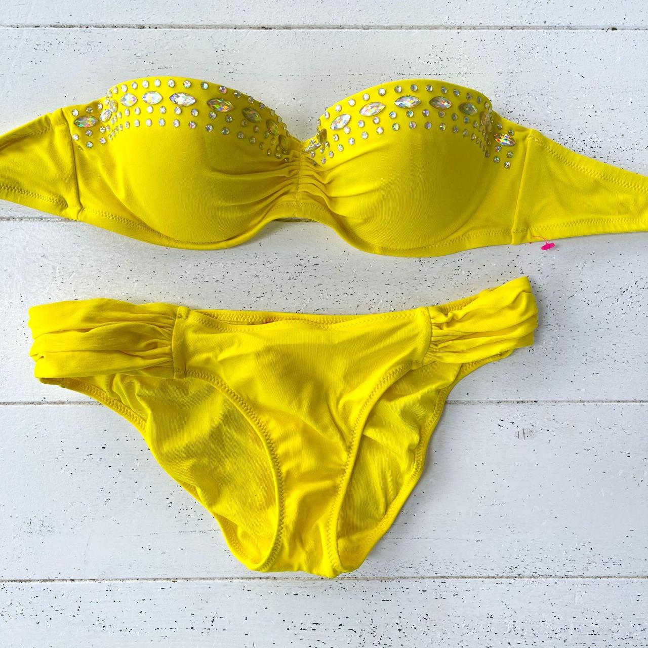 Vicotria's Secret Yellow Bikini with Diamante - Depop