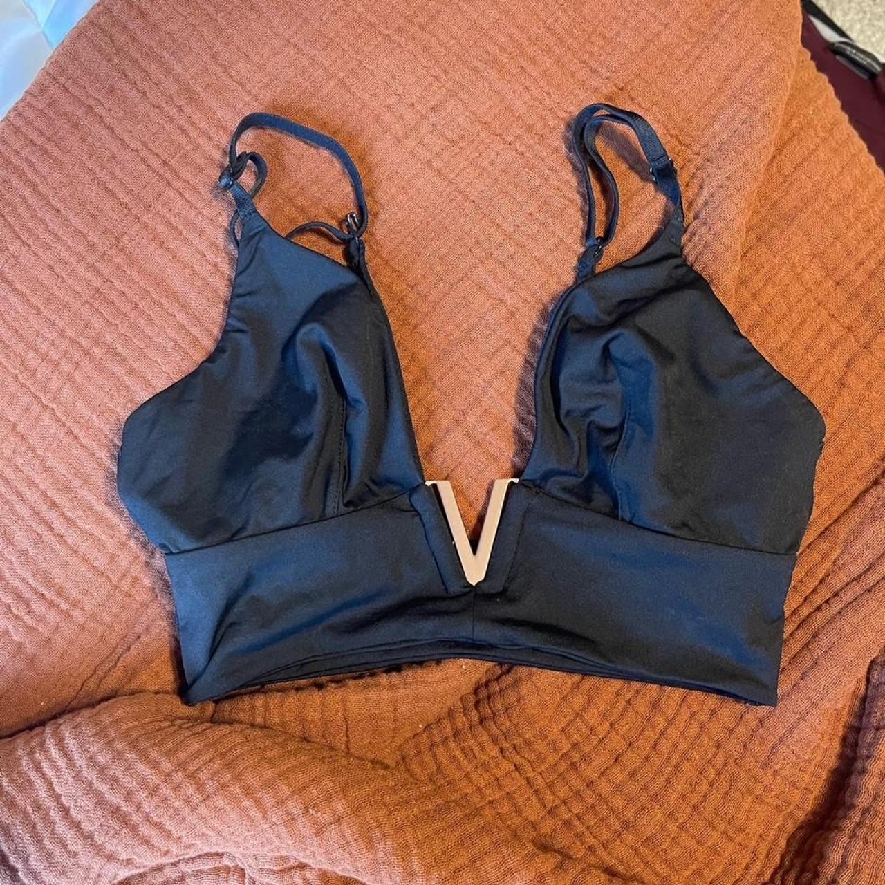 Black Victoria Secret Bralette With Gold Accent Depop 