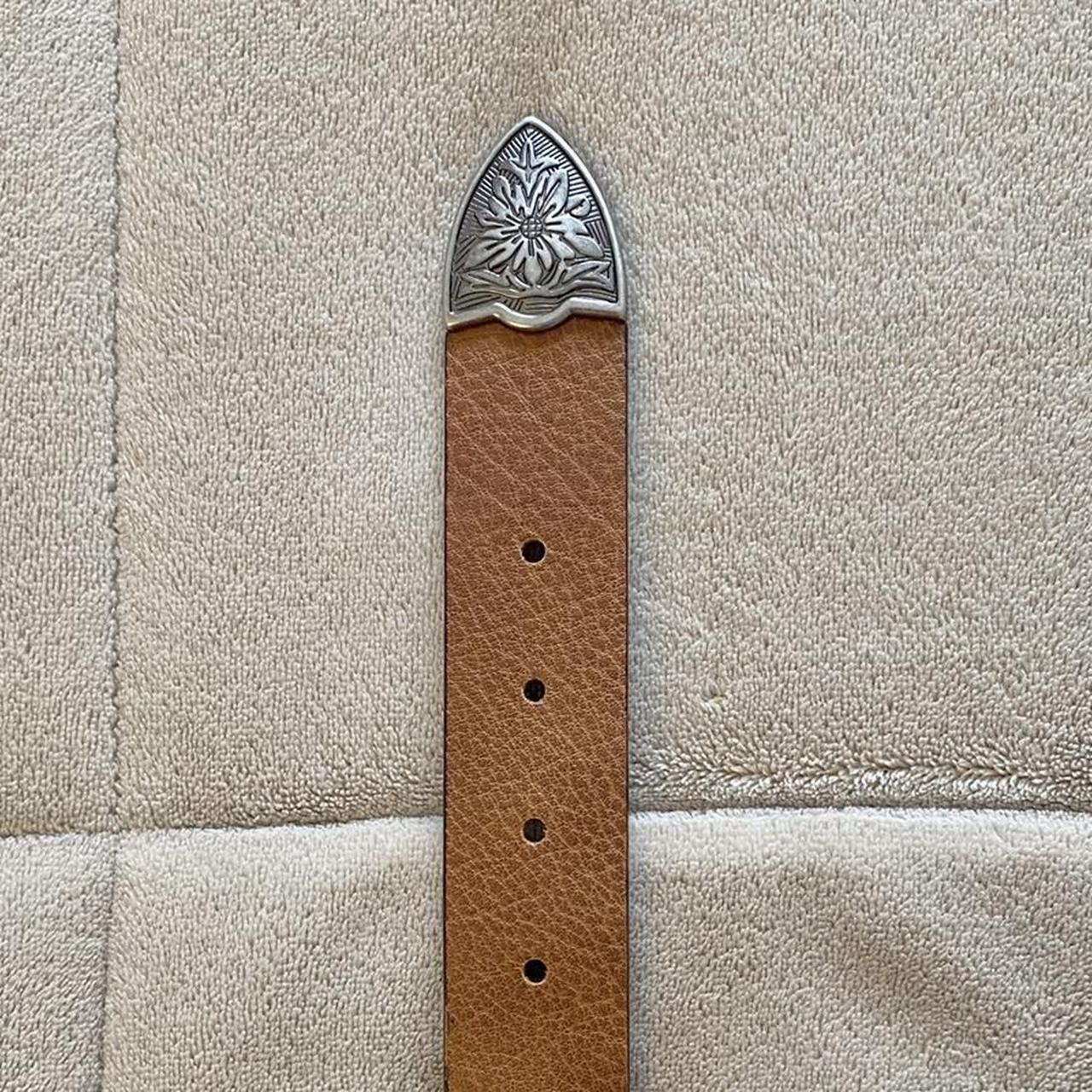 Y2K Brown Cowboy Western Belt With Silver Engraved... Depop