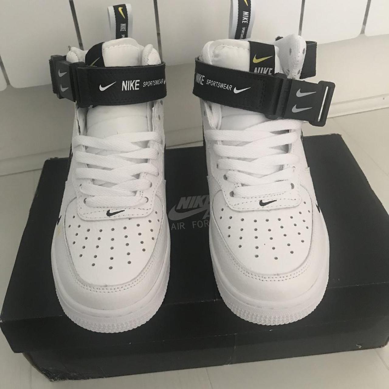 Nike Air Force 1 Mid Utility White Black (1 pair in - Depop