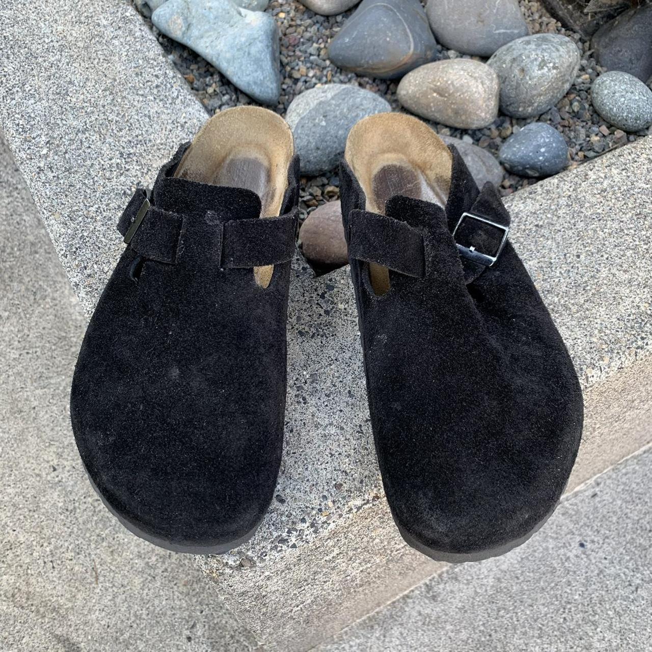 The coolest pair of black suede Boston Birkenstock... - Depop