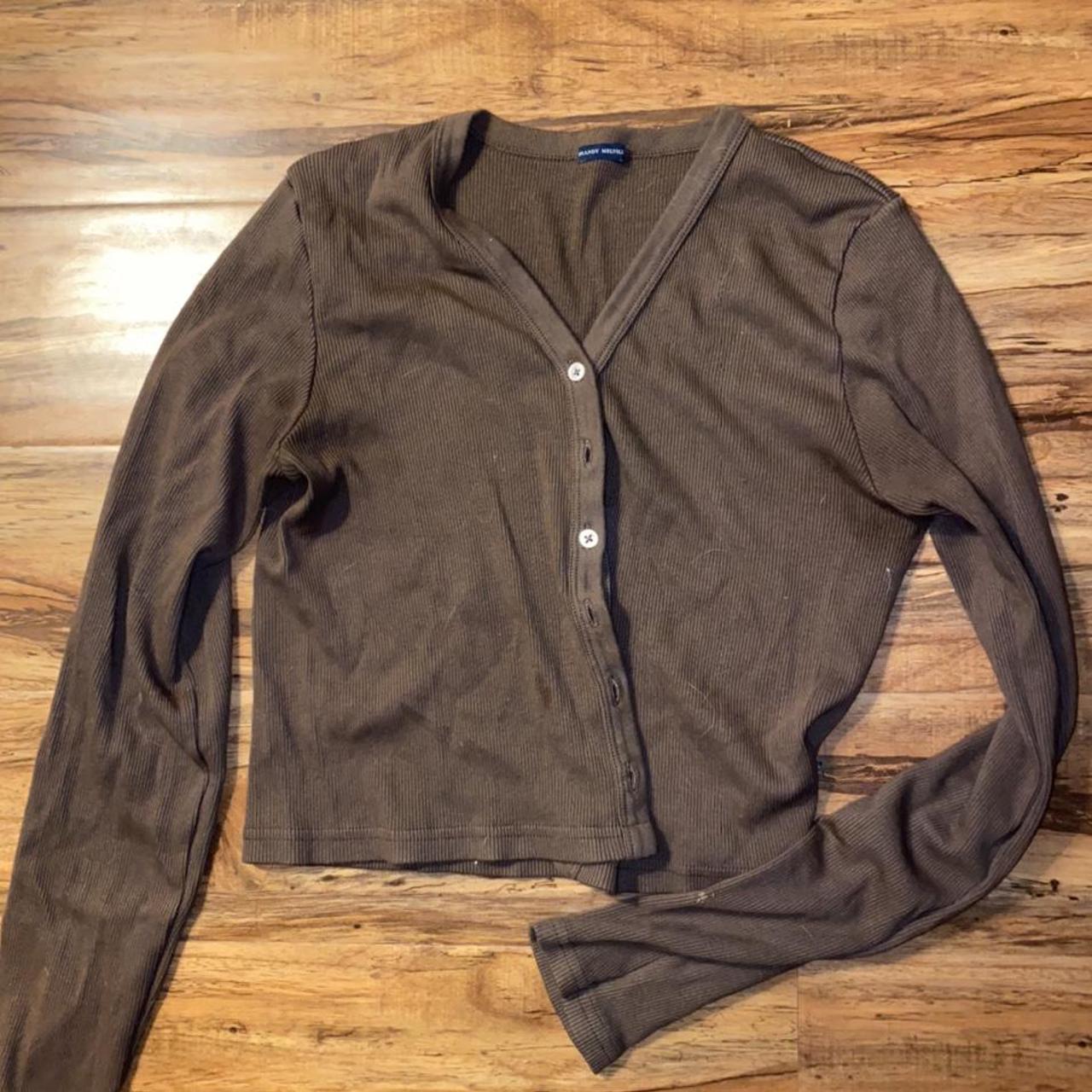 Brandy Melville Brown V-Neck Cardigan - Medium