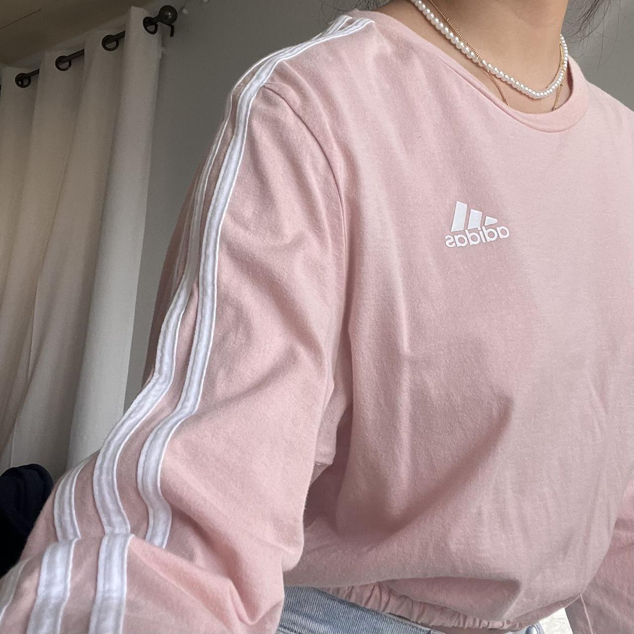 PINK ADIDAS LONG SLEEVE CROP TOP - never worn... - Depop