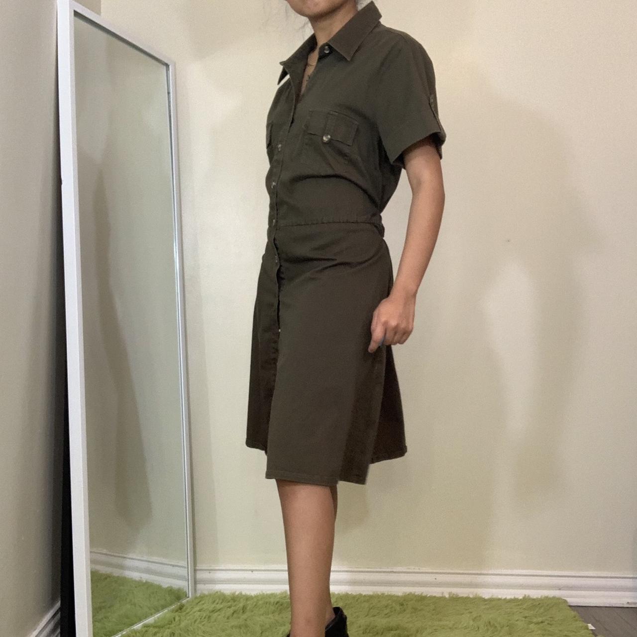 Vintage Army Green Casual Dress Army green shirt... Depop