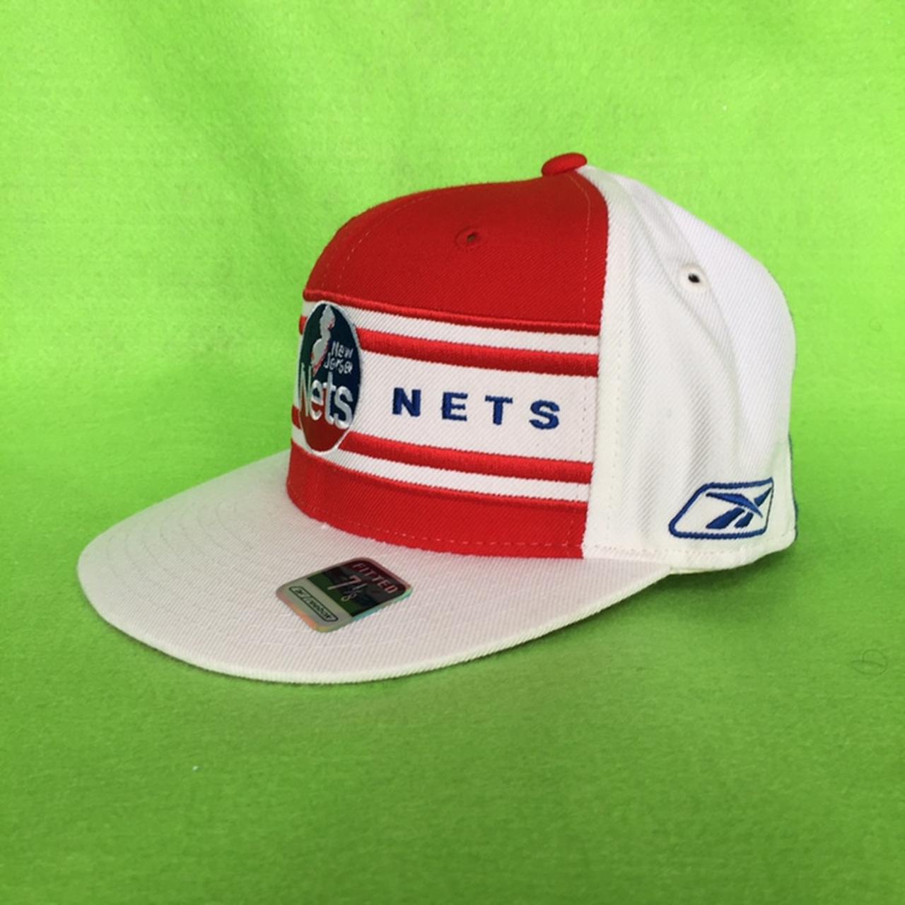 VINTAGE NEW JERSEY NETS 7 1/4 RED WHITE BLUE FITTED 100% WOOL