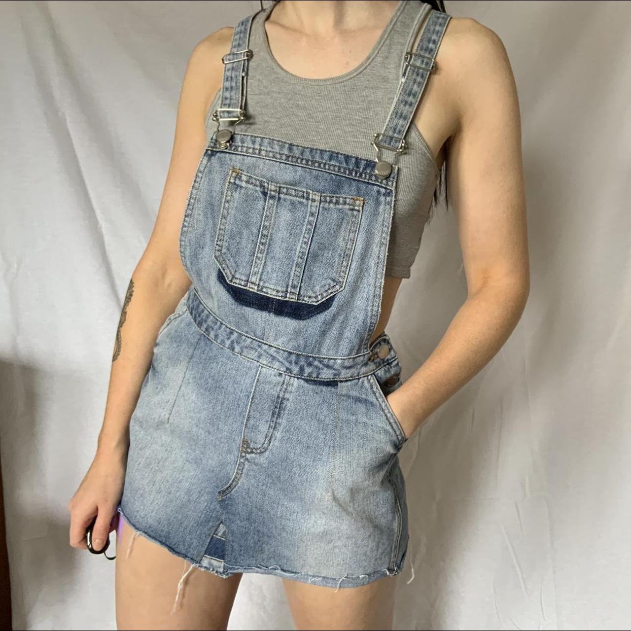 Cute denim dungaree skirt! I’ve altered this... Depop
