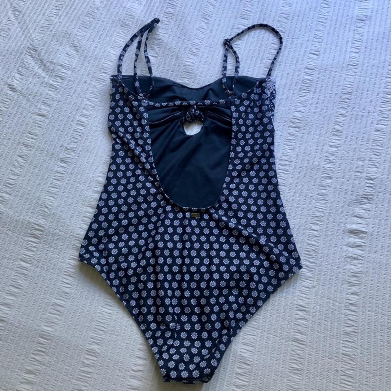 Blue and white boho pattern one piece swimsuit by... - Depop