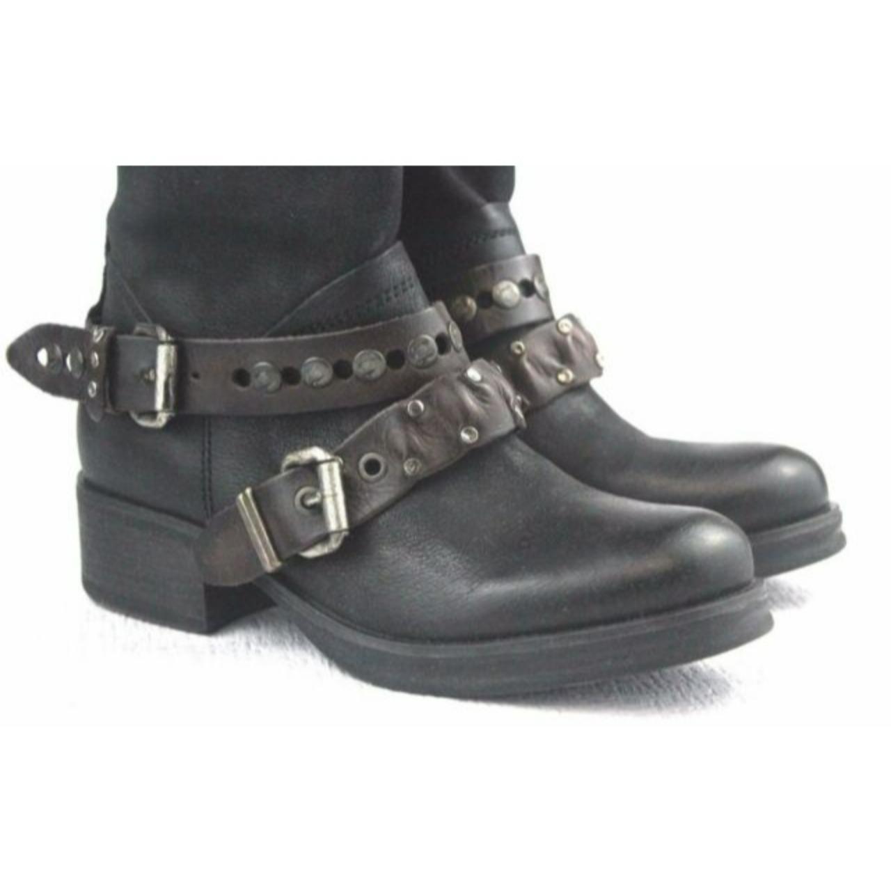 YKX & CO Black Tall Double Buckle Boot JAMIE Size US - Depop