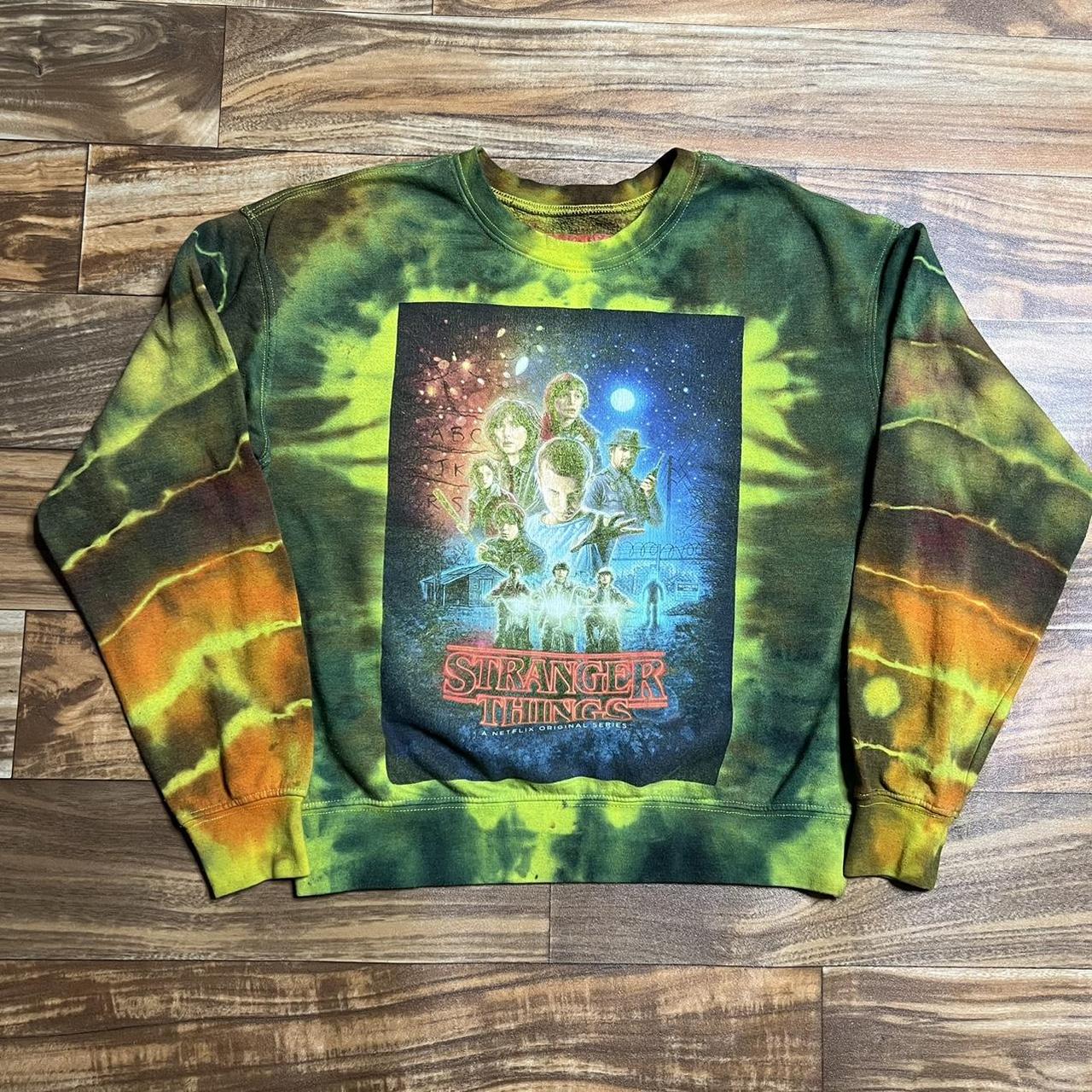 Tie Dye Stranger Things Sweatshirt Tagged Medium,... - Depop