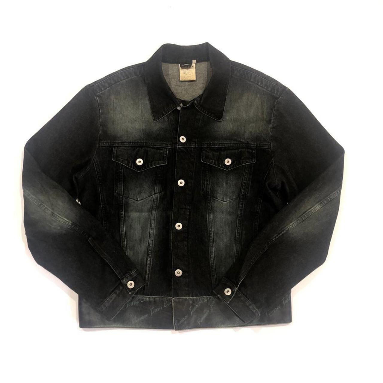 Versace Jeans Couture denim jacket vintage 90s black... - Depop