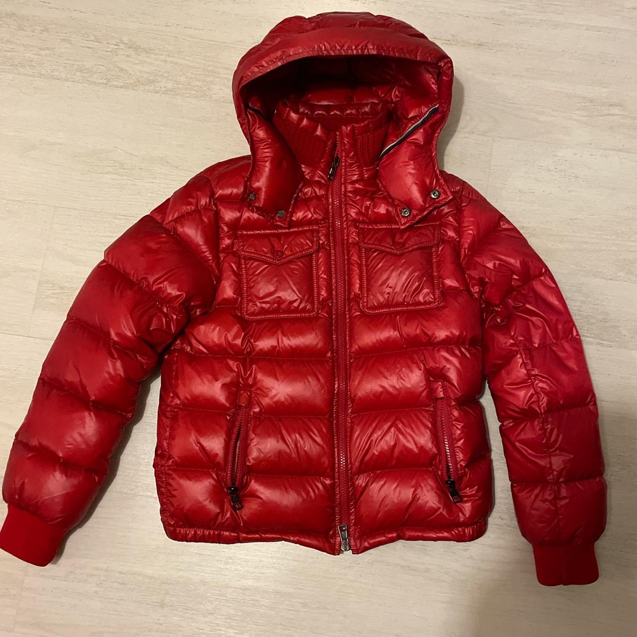 Moncler kids size 12uk red coat Removable hood - Depop