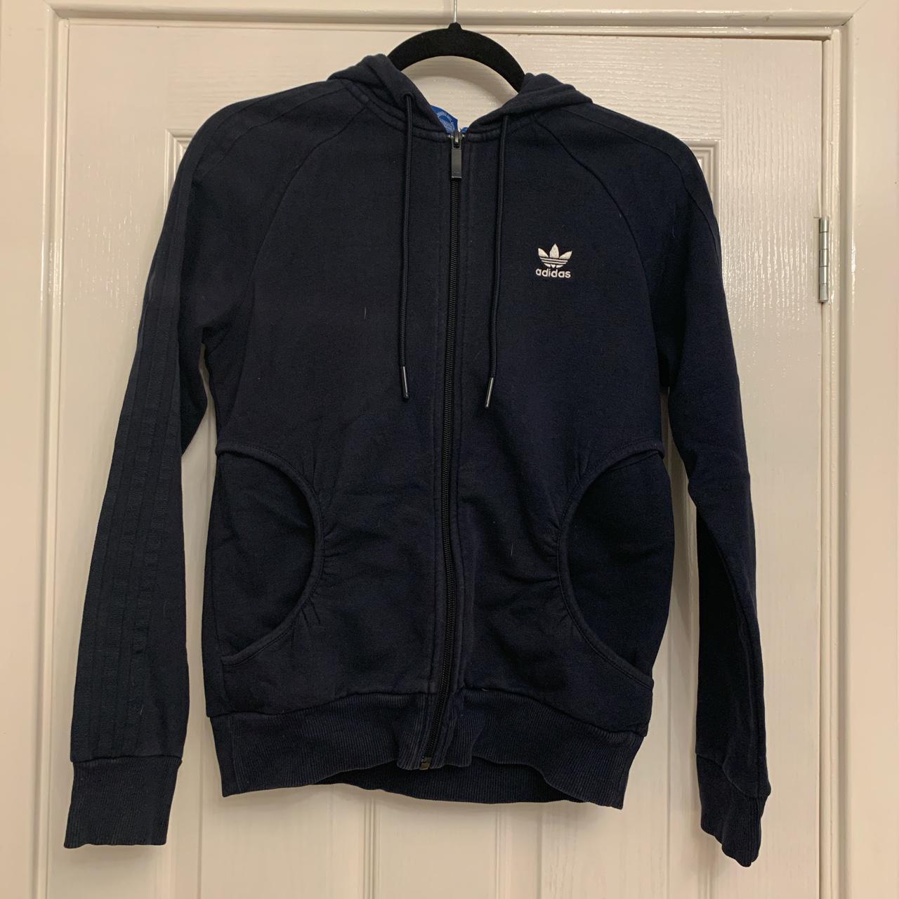 Navy blue Adidas jacket with logo on hood. Good... - Depop