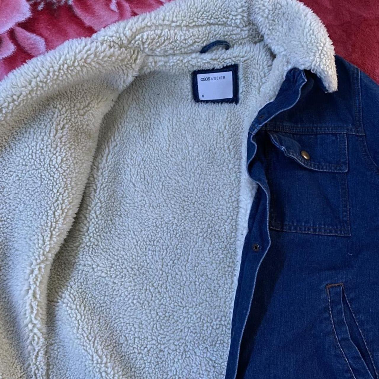 ASOS Women's Navy and Cream Jacket Depop